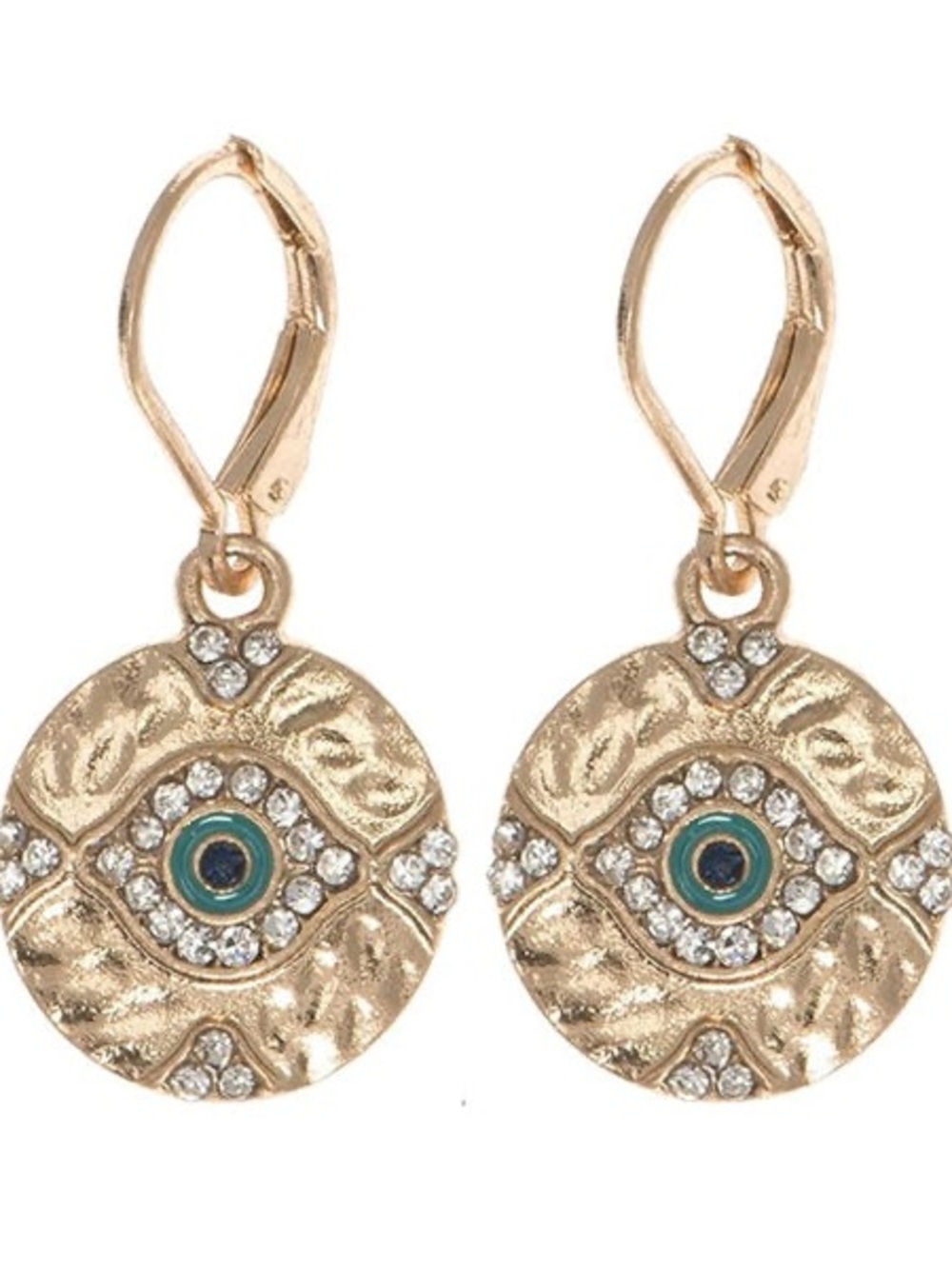 Lonna & Lilly Evil Eye Earrings- Gold, Rhinestone with Green Center - Picture 2 of 2